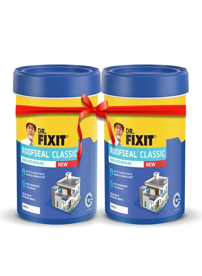DR. FIXIT Roofseal Classic 1 Ltr, DIY Waterproofing Repair Solution for Roof, Terrace of Homes, Stops Seepage, Reduces Temperature pack of 2 - Image 1